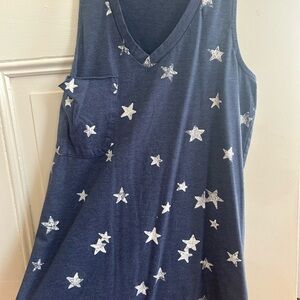 Navy Star Print Sleeveless Top